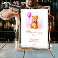 Teddy Bear Balloon Pastel Pink Brown Babydusche