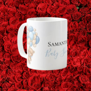 Teddy Bear Balloon White Blue Coffee Tasse