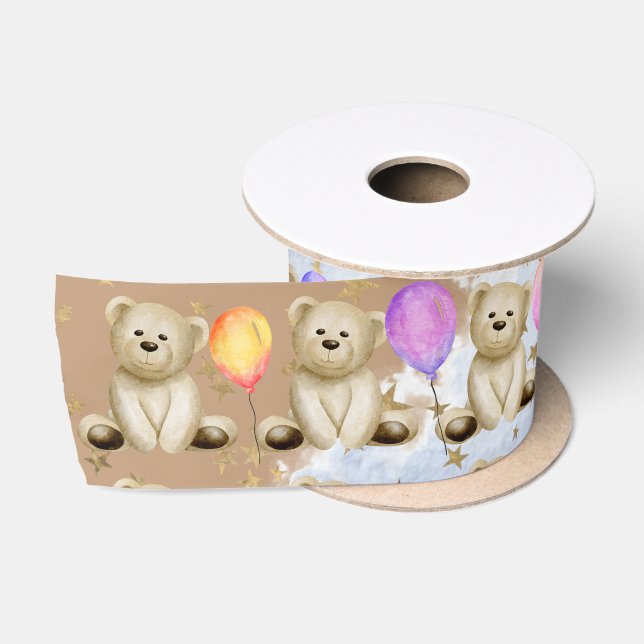 Teddy Bear Balloons 3Satin Ribbon Satinband (Spule)