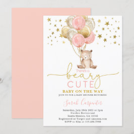 Teddy Bear Balloons Baby Shower Girl Einladung