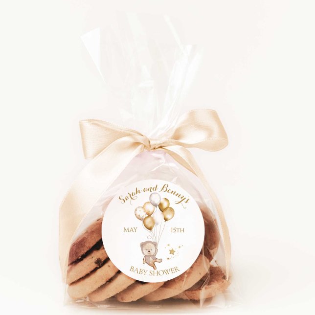 Teddy Bear Balloons Babydusche bevorzugt Dekoratio Runder Aufkleber (Von Creator hochgeladen)