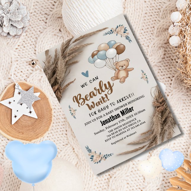 Teddy Bear Balloons Babydusche Einladung (Von Creator hochgeladen)