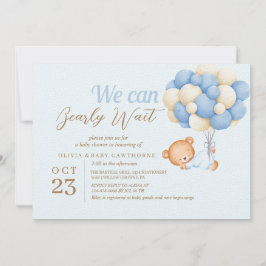 Teddy Bear Balloons Blue Baby Boy Dusche Einladung