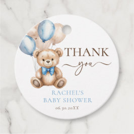 Teddy Bear Balloons | Blue Boy Baby Dusche Geschenkanhänger
