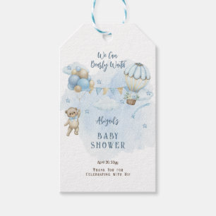 Teddy Bear Balloons Boy Bearly Wait Baby Dusche Geschenkanhänger