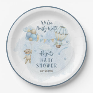 Teddy Bear Balloons Boy Bearly Wait Baby Dusche Pappteller