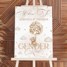 Teddy Bear Balloons Gender Reveal Willkommenszeich