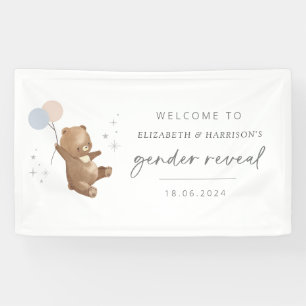 Teddy Bear Balloons Gender Reveal Willkommenszeich Banner