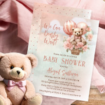 Teddy Bear Balloons Girl Virtual Baby Dusche