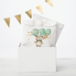 Teddy Bear Balloons Green Gold Baby Dusche Geschenktütchen