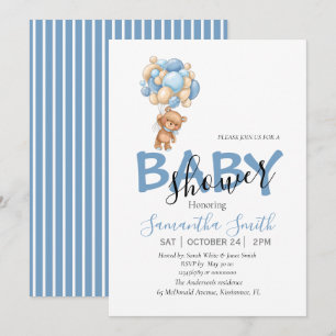 Teddy Bear Balloons Kinderdusche Einladung