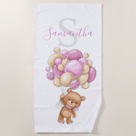Teddy Bear Balloons rose serviette de plage pour l