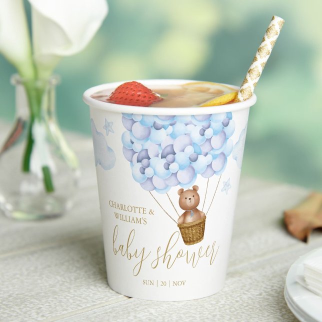 Teddy Bear Bear Bearly Wait Blue Boy Baby Dusche Pappbecher (Teddy Bear Bearly Wait Blue Boy Baby Shower Paper Cups)
