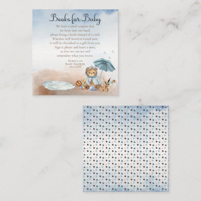Teddy Bear Bear Bearly Wait Boy Books for Baby Sho Begleitkarte (Vorne/Hinten)