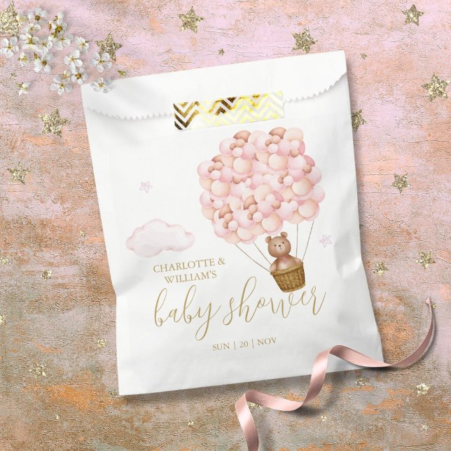 Teddy Bear Bear Bearly Wait Pink Girl Baby Dusche Geschenktütchen (Teddy Bear Bearly Wait Pink Girl Baby Shower Favor Bag)