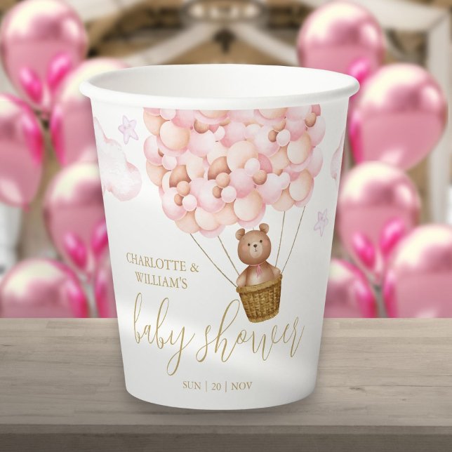 Teddy Bear Bear Bearly Wait Pink Girl Baby Dusche Pappbecher (Teddy Bear Bearly Wait Pink Girl Baby Shower Paper Cups)