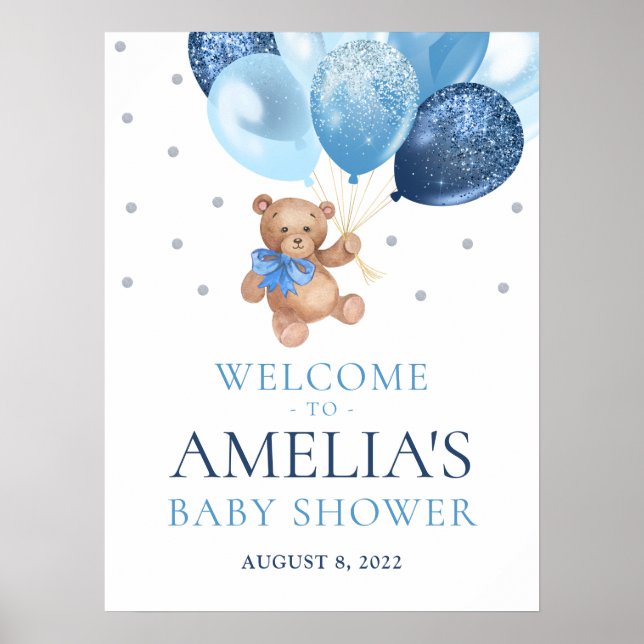Teddy Bear Bear Bearly Wait Welcome Baby Dusche Poster (Vorne)