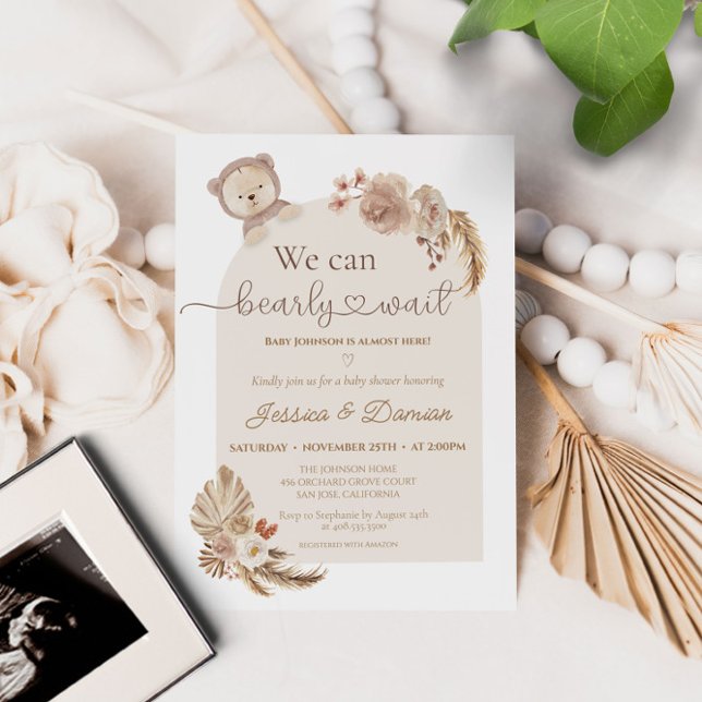 Teddy Bear Bear Brearly Wait Baby Shower Einladung (Von Creator hochgeladen)