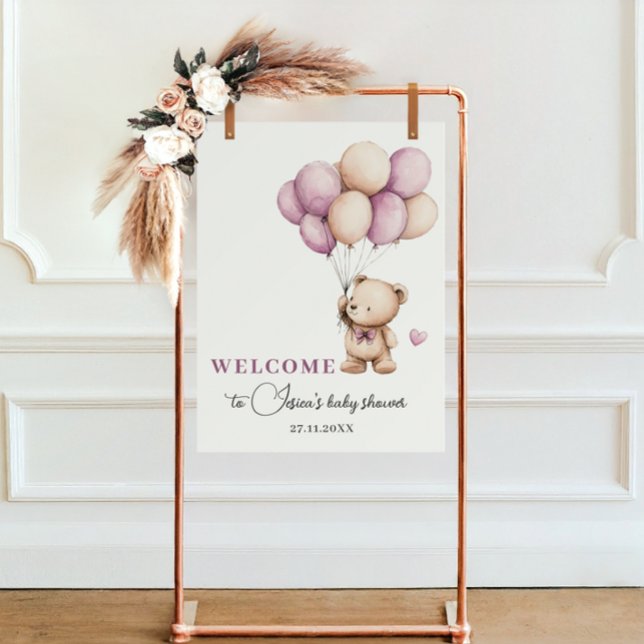 Teddy Bear Bearly Wait Violet Beige Ballon Poster (Von Creator hochgeladen)