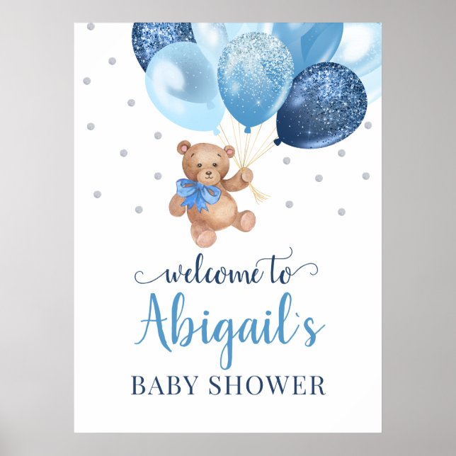 Teddy Bear Bearly Wait Welcome Baby Shower  Poster (Vorne)