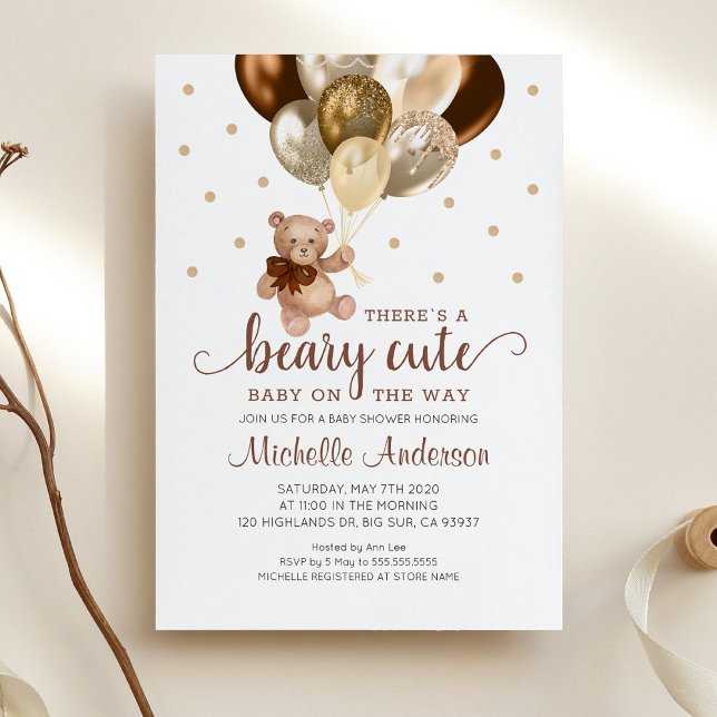Teddy Bear Beary mignonne Baby shower Invitation (Créateur téléchargé)