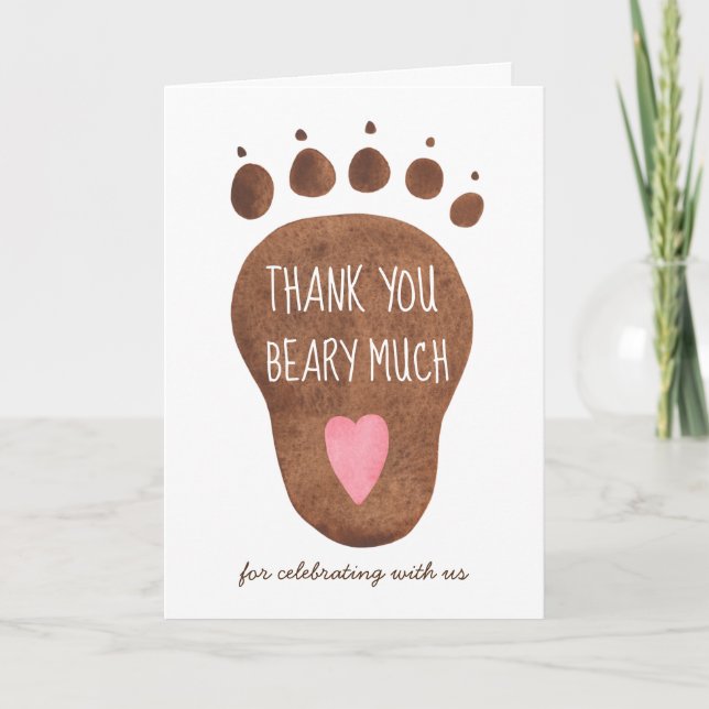 Teddy Bear Beary Much Baby Dusche Danke Karte (Vorderseite)