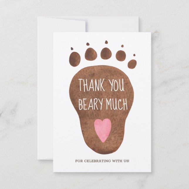 Teddy Bear Beary Much Baby Dusche Danke Karte (Vorderseite)