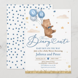 Teddy Bear Beary Niedlich Baby Boy Blue Baby Dusch Einladung