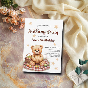 Teddy Bear bei Picnic 8. Geburtstagsparty Einladung