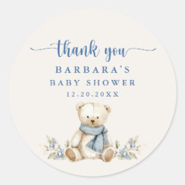 Teddy Bear Beige Babydusche Danke Runder Aufkleber