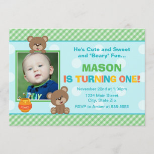 Teddy Bear Birthday Einladung 12x18 Foto-Karte