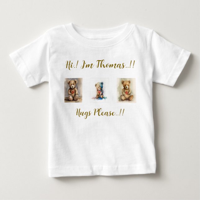 Teddy Bear Birthday Party Baby T-shirt (Vorderseite)