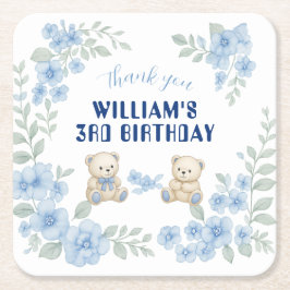 Teddy Bear Birthday Party Rechteckiger Pappuntersetzer