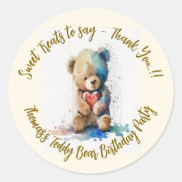 Teddy Bear Birthday Party Runder Aufkleber