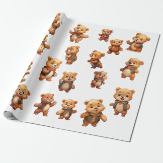 Teddy Bear Birthday Wrapping Paper Roll Geschenkpapier