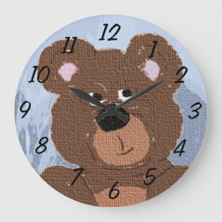 Teddy Bear (blau) Große Wanduhr