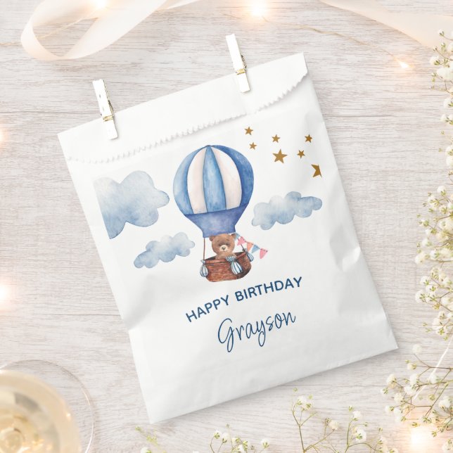 Teddy Bear Blue 1. Geburtstag Geschenktütchen (Ausgeschnitten)