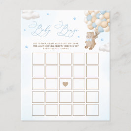 Teddy Bear Blue Baby Dusche Bingo Spiel