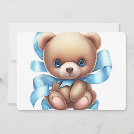 Teddy Bear Blue Baby Dusche Einladung