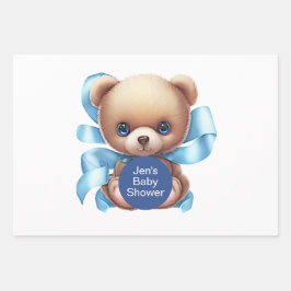 Teddy Bear Blue Baby Dusche Geschenkpapier Set