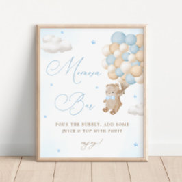 Teddy Bear Blue Baby Dusche Mimosa Bar Poster