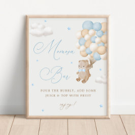 Teddy Bear Blue Baby Dusche Mimosa Bar Poster