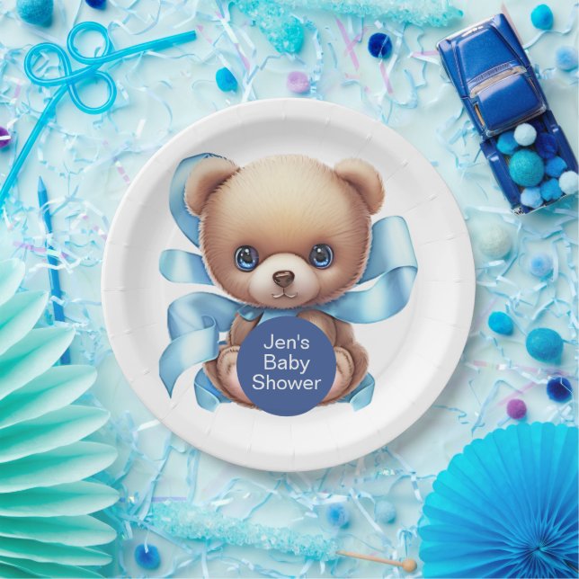 Teddy Bear Blue Baby Dusche Pappteller (Party)