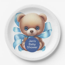 Teddy Bear Blue Baby Dusche Pappteller