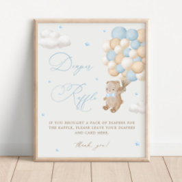 Teddy Bear Blue Baby Dusche Windelwanne Windelwann Poster