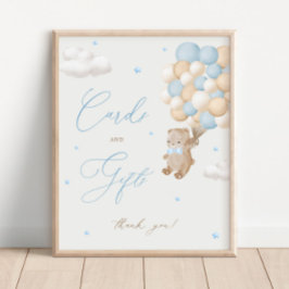 Teddy Bear Blue Baby Duschkarten & Geschenke Poster