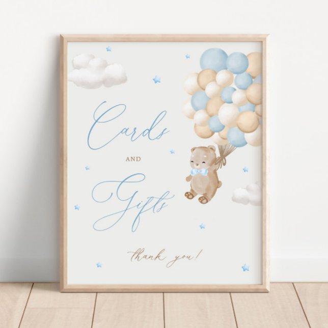 Teddy Bear Blue Baby Duschkarten & Geschenke Poster (Von Creator hochgeladen)