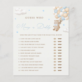 Teddy Bear Blue Baby Shower Mommy oder Daddy Game