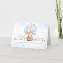 Teddy Bear Blue Balloon Babydusche