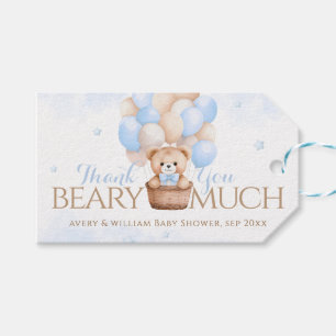 Teddy Bear Blue Balloon Babydusche Geschenkanhänger